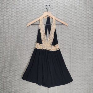 NWT! Frederick's of Hollywood Cream and Black Lace Nightie-Sz S